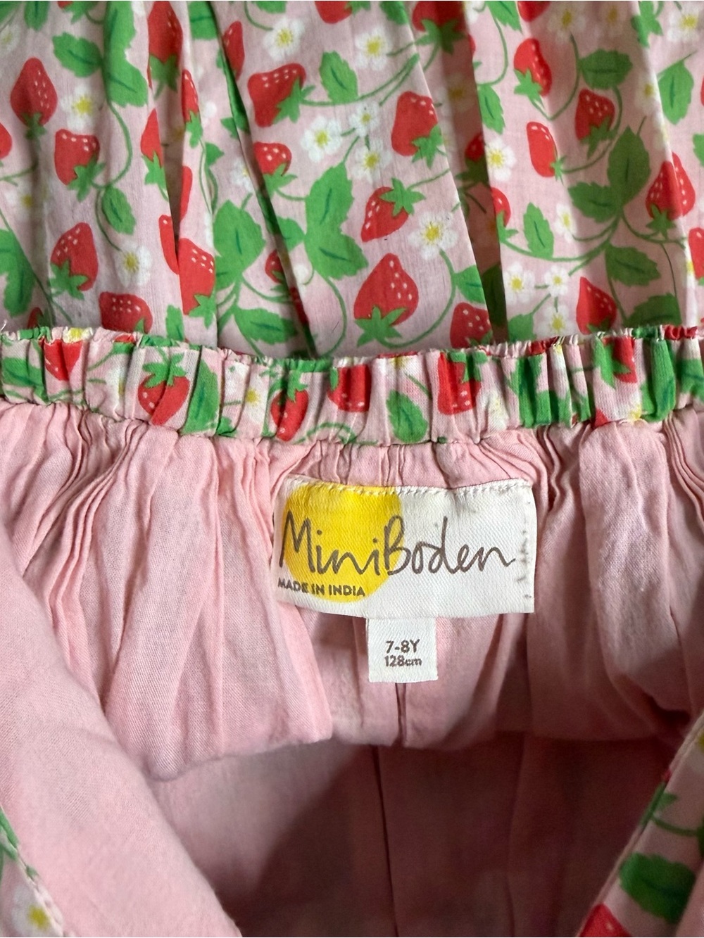 Mini Boden Strawberry Vine Floral Pattern Pink Dress - Picture 7 of 7